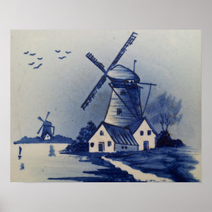 Poster Delft Azul e Branco