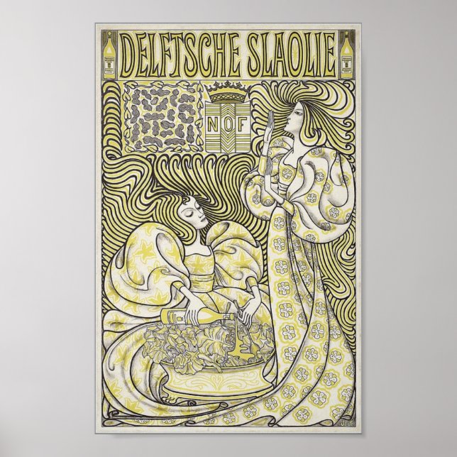 Pôster Delftsche Slaolie art nouveau (Frente)