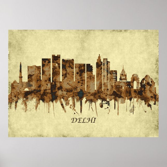 Poster Delhi India Cityscape (Frente)