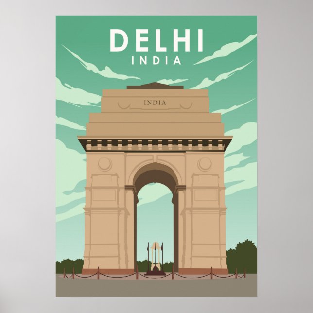 Poster Delhi India Illustration Travel (Frente)