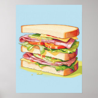 Poster Deli Sandwich Deli Empilhado Delight