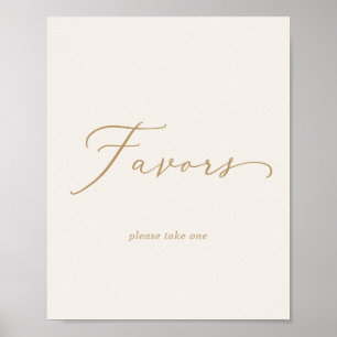 Poster Delicada Caligrafia Dourada Favors de Casamento
