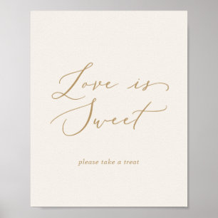 Poster Delicado Amor em Ouro e Creme É Doce Casamento