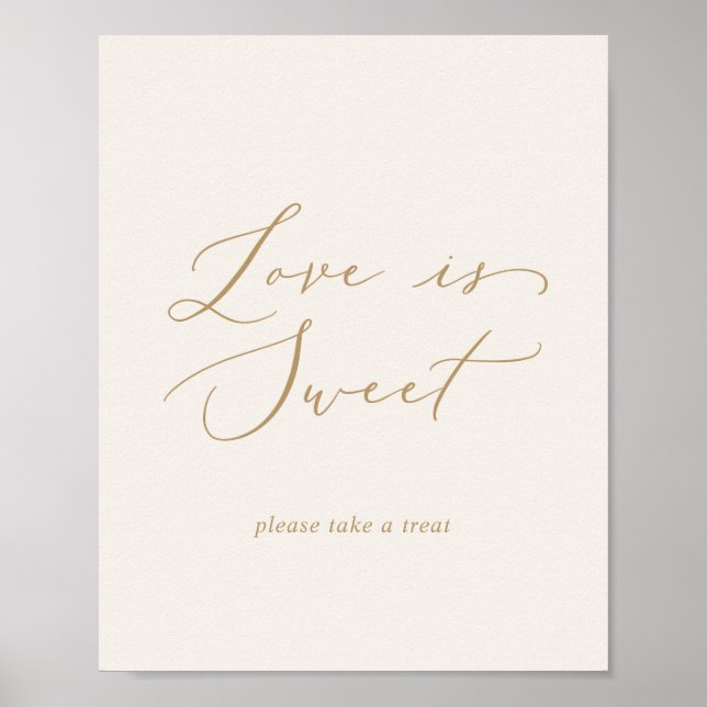 Poster Delicado Amor em Ouro e Creme É Doce Casamento (Frente)