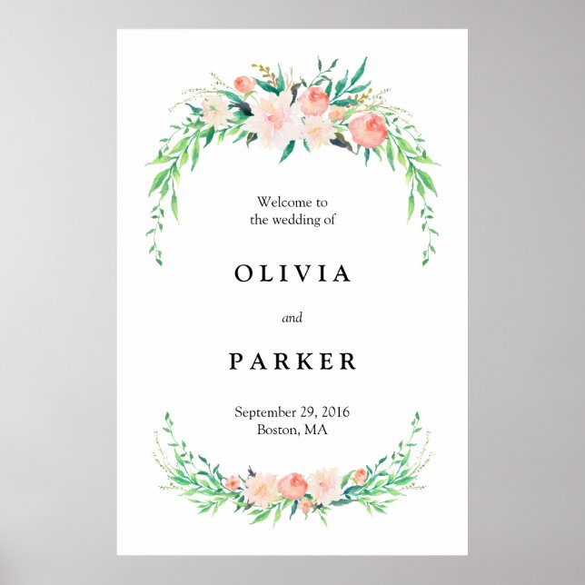 Pôster Delicado Buquê Grande Sinal de Boas-vindas de Casa (Frente)