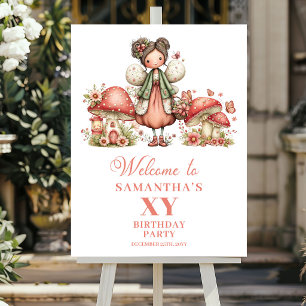 Poster Delicado Capricho Fada Rosa Floral Boas-Vindas de