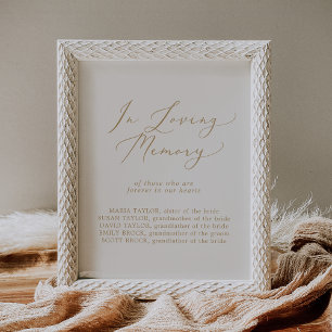 Poster Delicado Memorial de Noivado em Ouro e Creme