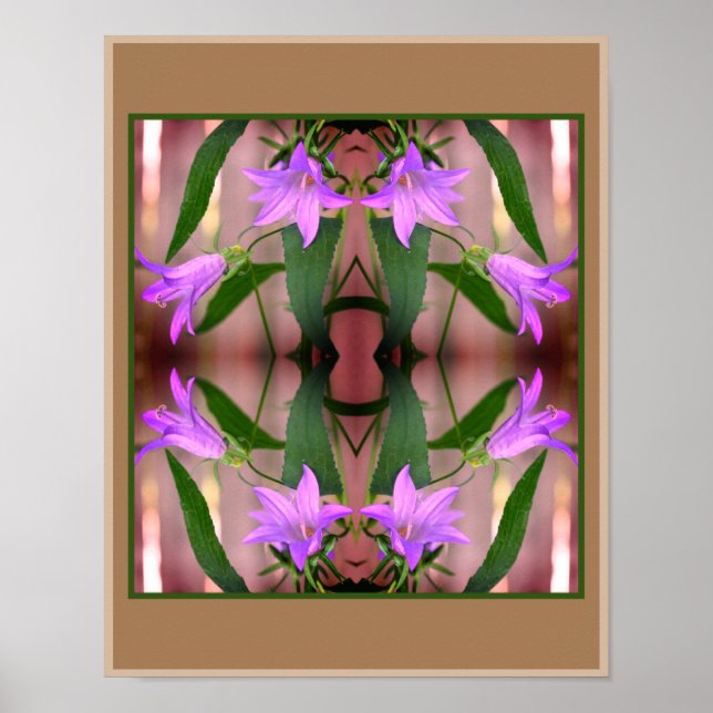 Poster Delicar Abstrato de Espelhamento das Flores de Lil (Frente)