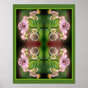 Poster Delicar Abstrato de Espelhamento de Flores