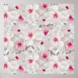 Poster Delicar floral branco e rosa