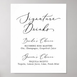 Poster Delicate Black Calligraphy Signature Drinks Sign