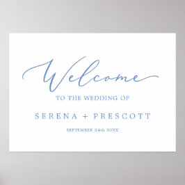 Poster Delicate Cornflower Blue Weding Welcome