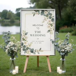Poster Delicate Flowers & Eucalyptus Wedding Welcome