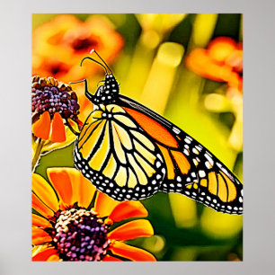 Poster Delicate Monarch Butterfly Bloom Design