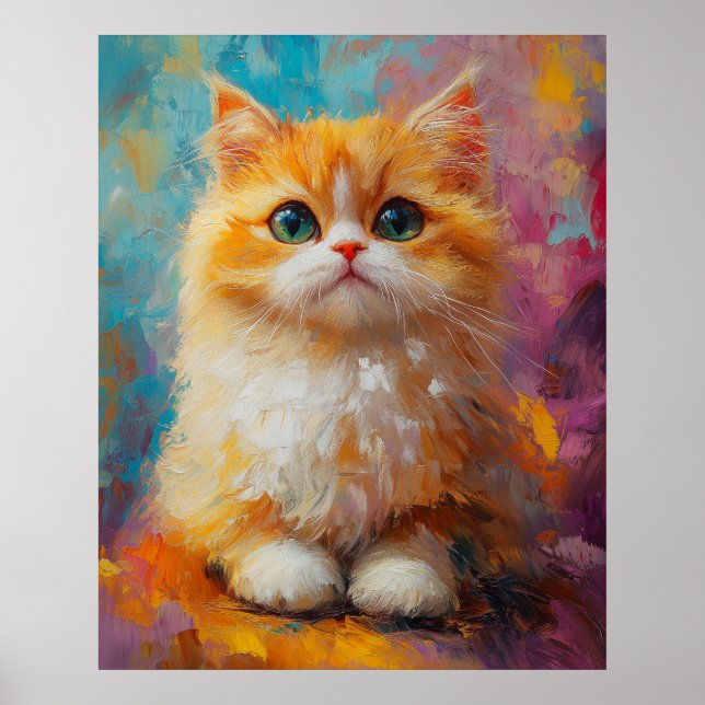 Poster Delicate Persian Kitten — Cute Pastel Art Print (Frente)
