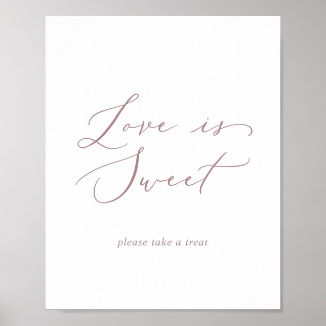 Poster Delicate Rosa Dourado Love is Sweet Wedch Sign (Frente)
