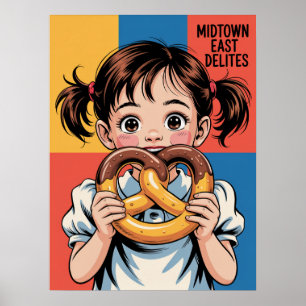 Poster delícia de pretzel do Midtown East de NY
