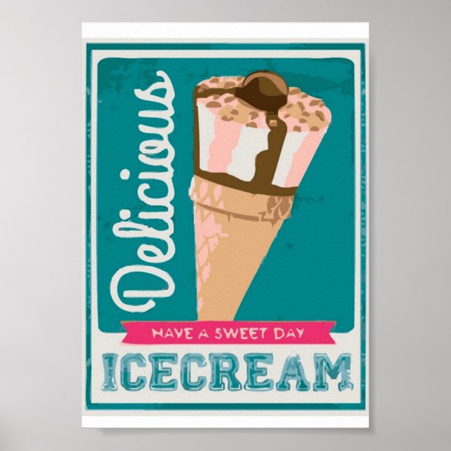 Poster Delicioso Gelado Cone (Frente)