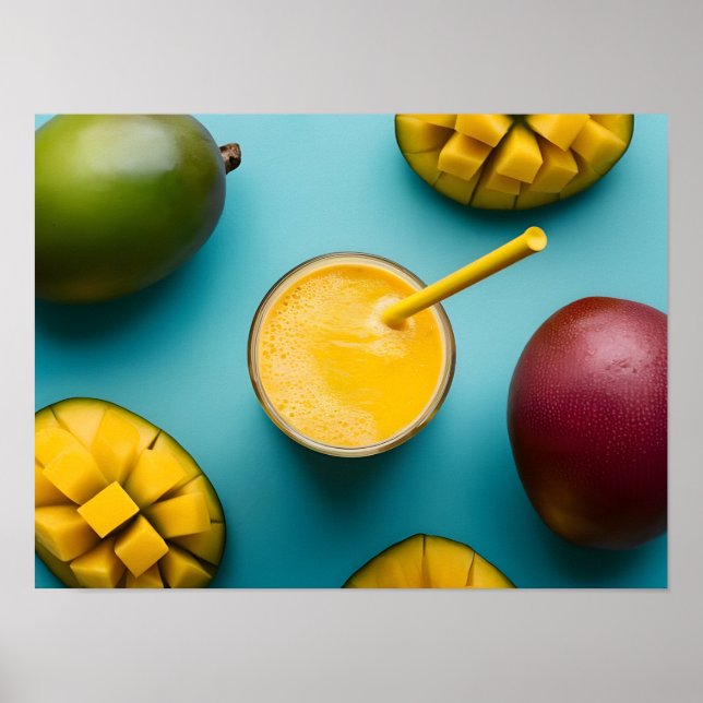 Poster Delicioso Mango Smoothie em branco (Frente)