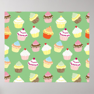 Poster Deliciosos Cupcakes de aniversário decorados