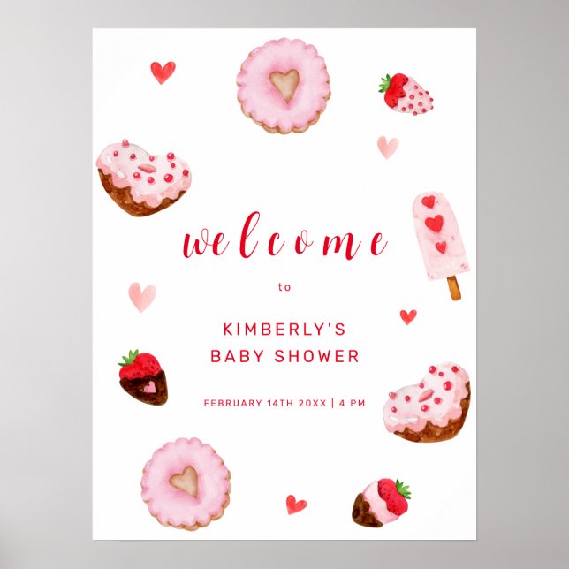 Poster Deliciosos Donuts Bem-vindo Chuveiro de Bebê (Frente)