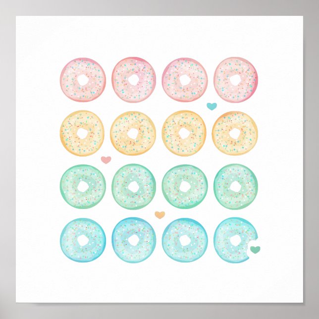 Pôster Deliciosos Donuts Pastel (Frente)