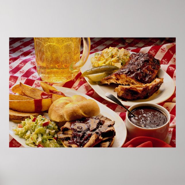 Pôster Delicious Barbecued beef on a kaiser bun (Frente)