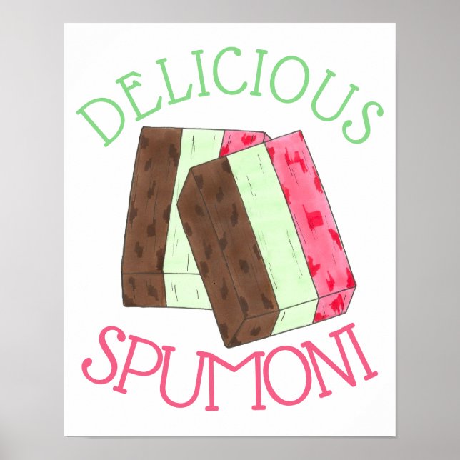 Poster Delicious Spumoni Italiana Gelato Sorvete Spumone (Frente)