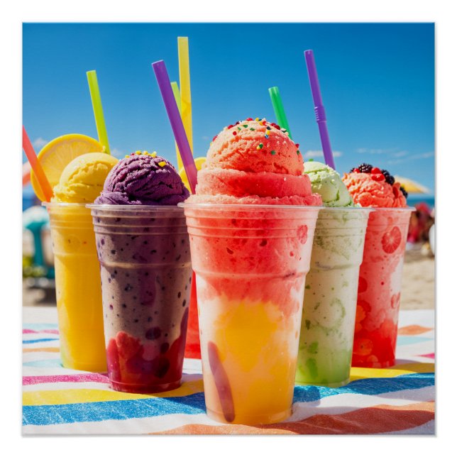 Pôster Delicious water ice cream colorful (Frente)