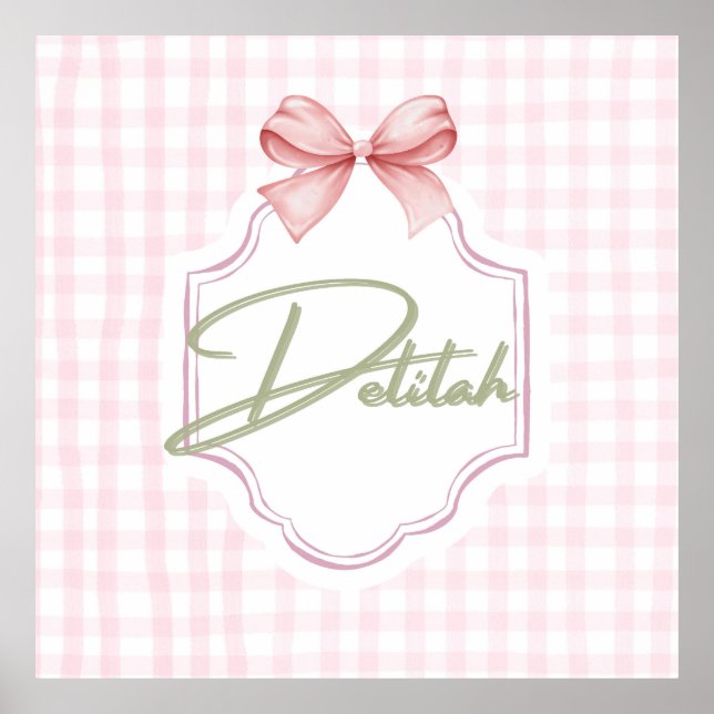 Poster Delilah Baby Nursery Gingham Personalizado (Frente)