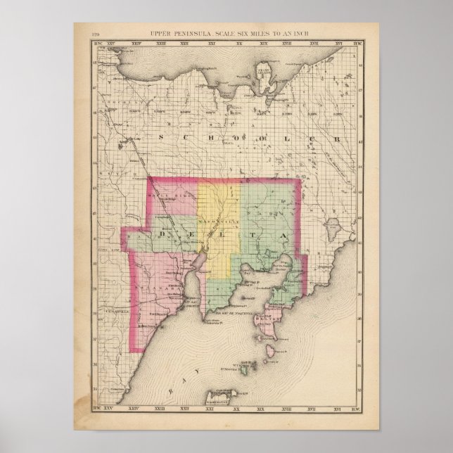 Pôster Delta County Michigan (Frente)