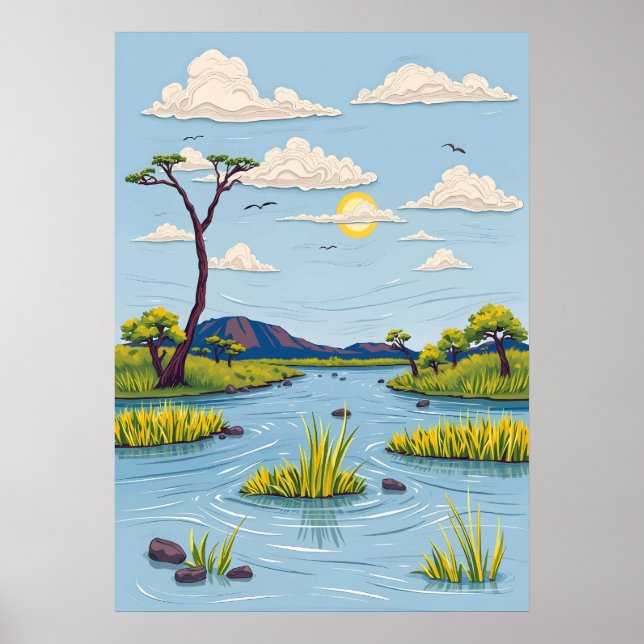 Poster Delta do Okavango (Frente)