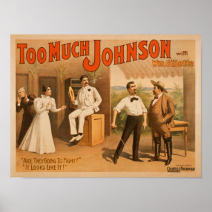 Pôster "Demasiado Johnson" - dois homens que lutam o