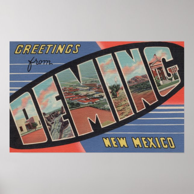 Pôster Deming, Novo México - Cenas com Letras Grandes (Frente)