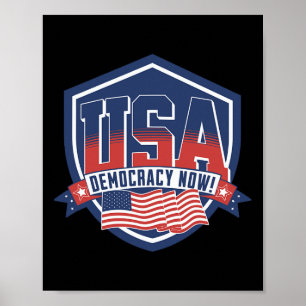 Poster Democracia Agora Vote Kamala Harris 2024 Democrata