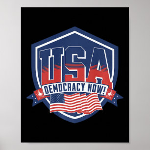 Poster Democracia Agora Vote Kamala Harris 2024 Democrata
