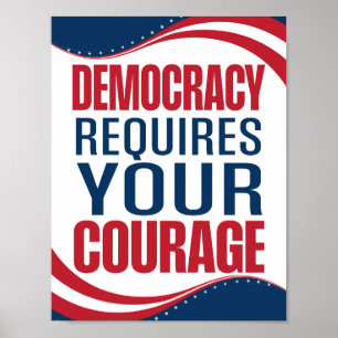 Poster Democracia Requer Coragem Bandeira