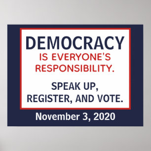 Poster Democracia Responsabilidade Fale Alto Registre-se
