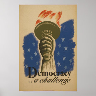 Poster Democracia Um Desafio Cartaz WPA Vintage