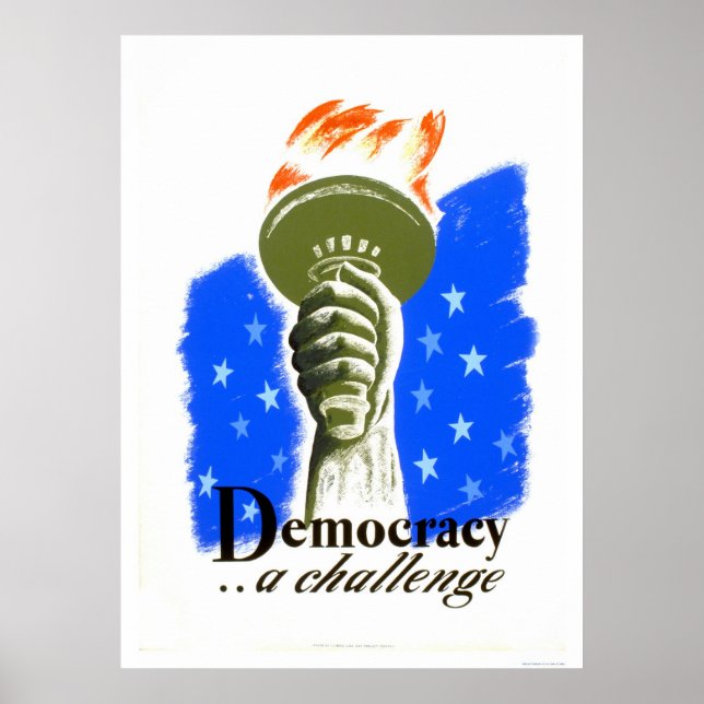 Poster Democracy A Challenge 1940 WPA (Frente)
