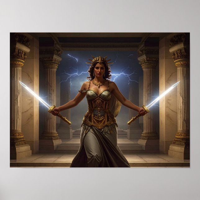 Poster Democracy Defender Lady Liberty SciFi Fantasy Art (Frente)