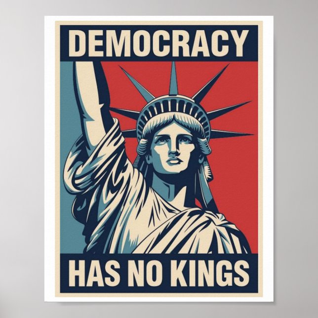 Poster Democracy Has No Kings Protest Sign: Statue of Lib (Frente)