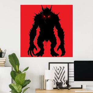 Poster Demônio das Sombras Monstro Olhos Vermelhos Terror