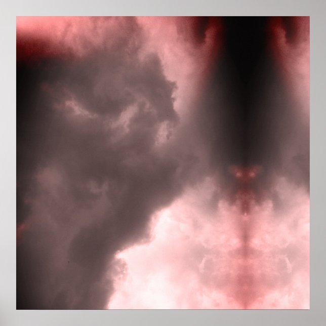 Poster Demônio e um dragão lutando no céu vermelho (Frente)