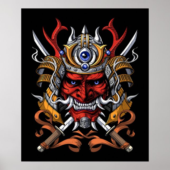 Poster Demônio Samurai Japonês (Frente)