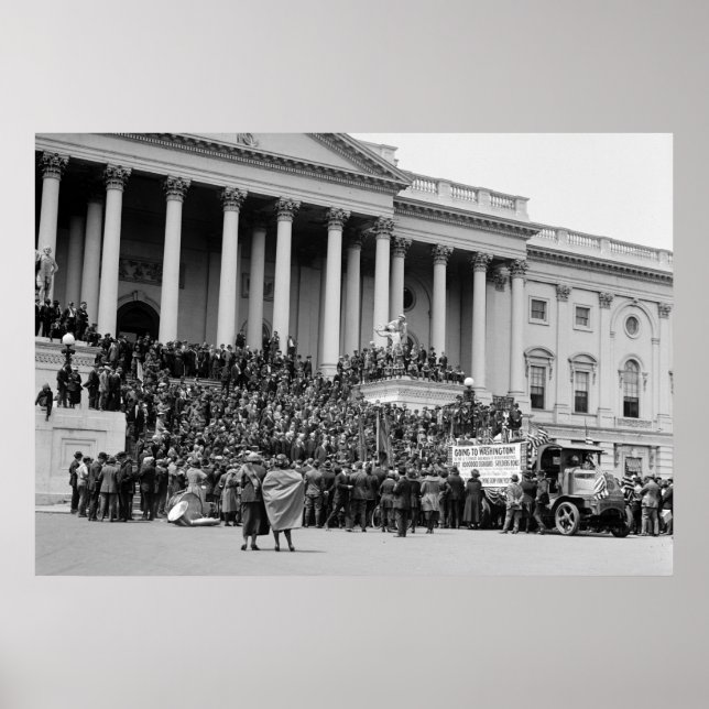 Pôster Demonstração de Bônus Veterano WW1, 1922 (Frente)