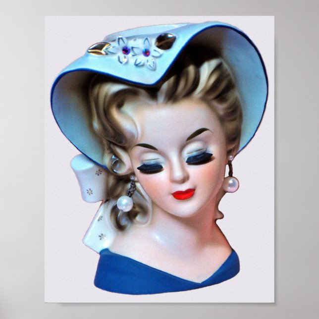 Poster Demure Southern Belle Head Vase Bonnet Lady (Frente)