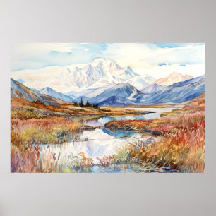 Poster Denali National Park Watercolor