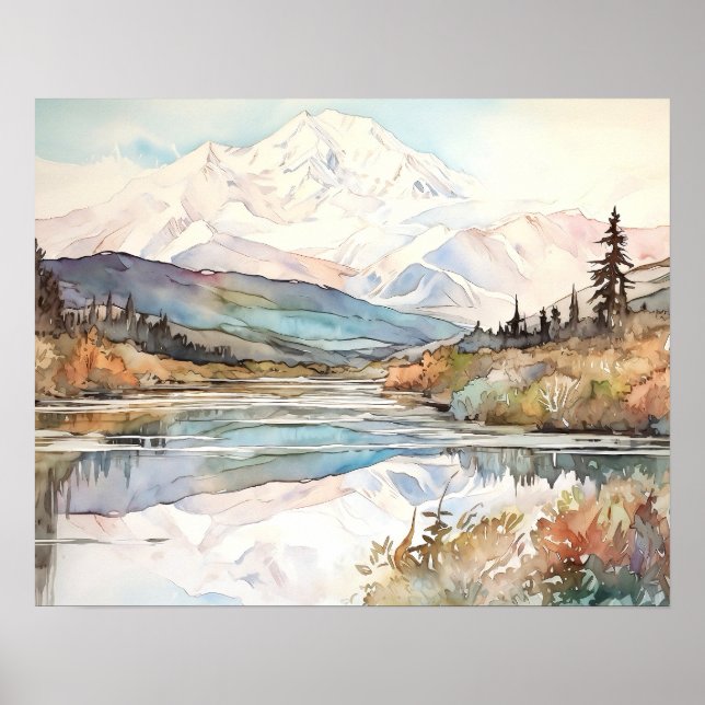 Poster Denali National Park Watercolor (Frente)