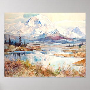 Poster Denali National Park Watercolor